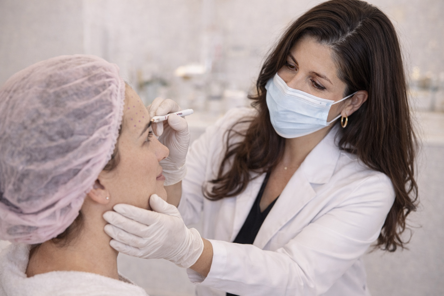 Avaliação profissional antes da aplicação de botox